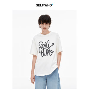 Pure Cotton Single Color Short Sleeve T-Shirt Spacious Embroidered
