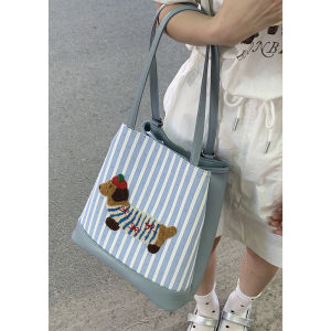 Trendy College Style Sausage Dog Dual Shoulder Bag Womens Large Capacity Plaid Tote Backpack Casual Canvas Purse for Youth