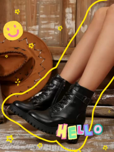 Fashionable british style high-heeled martin boots for women | Womens high heel boots | European and american style