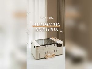 TJean 360 Automatic Rotating Smokeless Electric Barbecue Machine 1000W Heating bbq Electric Grill Air Fryer Oven White/Blue/Green