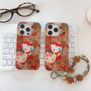 Ginno Tiger Full Screen Doll KT iPhone 16 pro Max Phone Case with Bracelet Full Edge Protection Anti-Fall TPU Cartoon Pattern