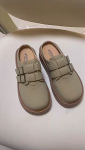 One for all พร้อมส่งจากไทย TX639 รองเท้าหัวโตหนังกลับ แบบสวม หนา1.5นิ้ว เเต่งเข็มขัดข้าง สำหรับผู้หญิง