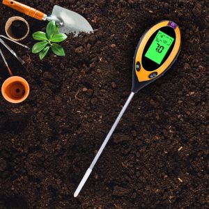 YIERYI เครื่องทดสอบดินแสดงผลแบบดิจิตอลแสงแดด4 IN 1 PH/อุณหภูมิ/ความชื้น/แสงแดดเครื่องทดสอบดินแสดงผลแบบดิจิตอลเหมาะสำหรับสวนเรือนกระจกทำสวน【เรือภายใน 36 ชั่วโมงจากร้านค้าในท้องถิ่น】