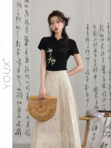 YOUXIANG | Váy Xòe Nếp Li Phong Cách Trung Quốc Mới Thời Trang