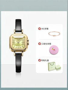 Julius | Đồng hồ Quartz nữ chống nước phong cách tối giản sang trọng nhẹ mặt vuông nhỏ