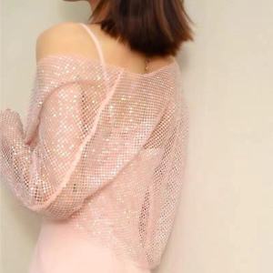 Áo Sơ Mi Lưới Pha Lê Bling Áo Thanh Lịch Lady Luxury Full Diamond Dây Đeo Vai  Áo Hai Dây Áo Khoác Ngoài Ngắn Áo Khoác Cổ Chữ V Tay Dài Ôm Vừa Vặn