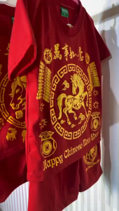 Setelan tahun baru imlek sincia CNY Lunar Setelan Anak Dragon Usia 1-10 Tahun Bahan Katun Lengan Pendek