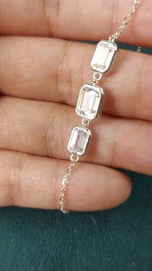 Lắc tay lắc nữ hạt vuông baget chữ nhật Ý chấu bao phong cách sang trọng os41903F Hoa Minh Gem