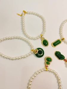 HamshMoc Pet Vintage Pearl Necklace Rhinestone Pendants Adjustable Neck Size Multiple Styles for Cats Dogs S M L