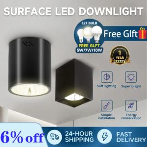 Led Downlight Surface Mounted Pin Light Replacable Bulb Ceiling Light Tri-color Spotlight Lamp for Indoor Living Room Bedroom Lighting Decor