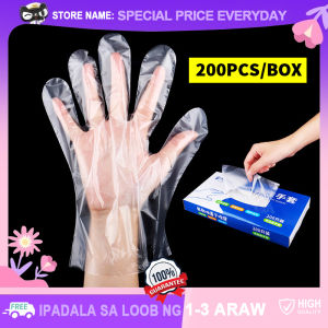 200/100pcs Disposable PE Gloves with Box Dispenser Thickened One Size Fits Most Food Safe Prep Handling Kitchen Housework Cleaning Hairdressing Use