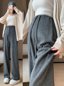 Quần Ống Rộng Lót Lông Cừu Dày Cho Bà Bầu Mùa Thu Đông Quần Dài Thường Ngày Thoải Mái Mặc Ngoài Trời Không Bó Bụng