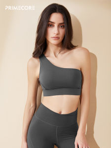 Primecore Yoga Sports Bra Womens Single Shoulder Vest with Chest Pad Breathable Moisture Wicking High Elasticity Nylon Summer