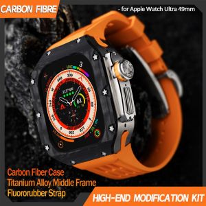 คาร์บอนไฟเบอร์สุดหรู Richard RM ชุดแท่งสำหรับนาฬิกา Apple Ultra 2 / Ultra 49Mm เคส GD Series คาร์บอนไฟเบอร์ใหม่พรีเมี่ยมและกรอบกลางไทเทเนียมอัลลอยด์พร้อมชุดสายแบบพับยางฟลูออโร