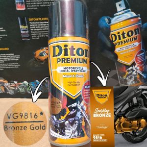 Diton Premium Pilox Pilok Cat Semprot Ready Berbagai Warna Gold Emas 400cc Gold Bronze Sparkling Titanium 9123 9610 9816 9223 9611 9402 Spray Paint