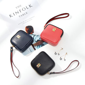 Genuine Leather Mini Coin Purse Womens K-style Fresh Clutch Bag Womens Small Zip Wallet Coin Bag Cowhide Key Case