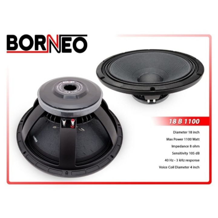 Speaker Komponen 18 inch 1000 watt BORNEO 18B1100 Original