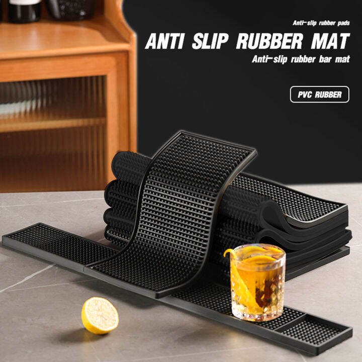 Black Bar Mat Rubber Bar Service Mat, PVC Heat-resistant Drain Mat Bar Spill Mat, Food Safety Quality Drip Mat, Stylish Bar Mat for Spills, Anti-Slip Countertop Mat Bar Accessories, Great Mat for Bar, Kitchen, Restaurant