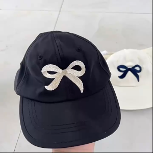 Baseball Cap For Kids Hollow Top Ponytail Design Bow Embroidery Sun Hat Cap For Kids 2-5yrs