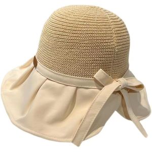 Casual Ruched Bell Shape Summer Sun Hat for Women Large Brim Anti-UV Protection Fishing Hat Straw Hat Sun Protection Hat