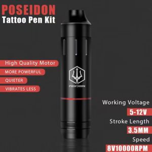 POSEIDON Tattoo Machine Set Tattoo Machine Pen Type with 10pcs Cartridge Tattoo Needles Tattoo Ink Power Supply Tattoo Rotary Tattoo Machine Tattoo Accesories Supply Tattoo Supplies