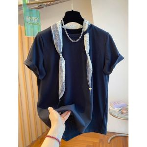 AIYITI | Unique Stylish Matching Scarf Short Sleeve T-Shirt Womens Top
