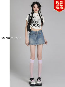 Váy Ngắn Denim Cạp Cao Cho Nữ Mùa Xuân 2025 Váy Ngắn Chữ a Cổ Điển Ôm Sát Cạp Cao Cho Nữ Váy Ngắn Cỡ Nhỏ Cho Nữ