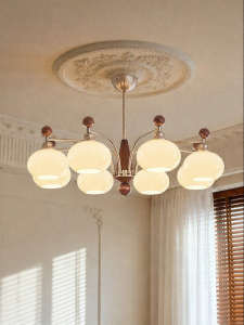 FANCY LAMP CLUB | Antique Style Retro French Persimmon Shaped Eye-Protecting Full Spectrum Chandelier