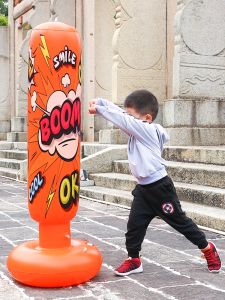 Kids Fitness Inflatable Boxing Column Vertical Sandbag Tumbler Youth Taekwondo Sanda For Home Training Equipment