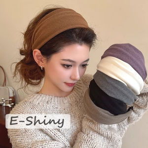 ที่คาดผมผ้าฝ้ายถักแบบกว้างและนุ่มใหม่สำหรับผู้หญิงหญิงสาวผ้าโพกหัวสีทึบกลางพร้อมฟันผ้าโพกศรีษะเครื่องประดับศีรษะ