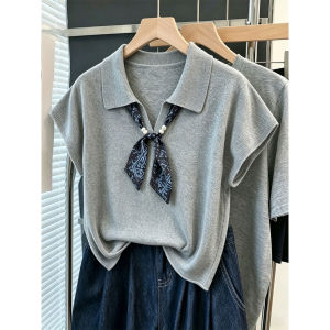 La Chapelle | Elegant Silk Polo Collar Short Sleeve T-shirt