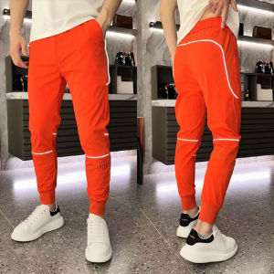 Summer Thin Ice Silk Casual Pants Mens Trendy Milk Silk Cuffed Sports Outdoor Quick Dry Air Conditioning Loose Fit Youth Fashion