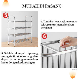 Rak Sepatu Stainless Steel / 5 Susun / 4 Susun / 3 Susun Kuat Awet Kokoh