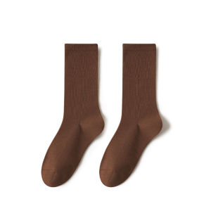 JIAZINI | Brown Autumn/Spring Mid-Calf Socks Caramel Winter Long Socks for Matching with Small Leather Shoes