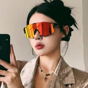 Classic Retro One-piece Box Riding Sunglasses UV400 Lenses Trendy Dressing Decoration Fashionable Personalized Glasses