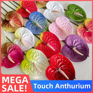 High Quality Miniature PU Artificial Red Palm Flower Single Stem for Wedding Decoration Home Floral