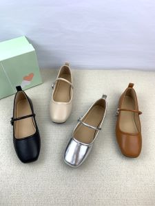 Retro Style Flat Bottom Mary Jane Womens Shoes Large Size Daily Square Head One Row Magic Tape Comfortable Breathable Slip-On Shoes