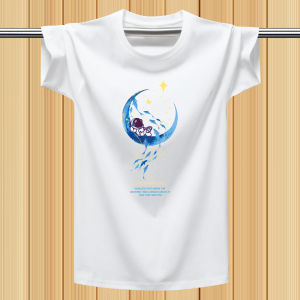 Summer Cotton T-Shirt Mens Large Size Printed round Neck Loose Sporty Half Sleeve Sweatshirt Trendy Casual Loose Fit T-Shirt