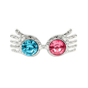 Bandai | Luna Lovegood Spectrespecs Brooch Pin Silver Alloy Blue Pink Crystal Rhinestone Lapel Pin Wizard Cosplay Accessory