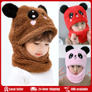 Cartoon Hat for Girls Boys Scarf Thicken Cap Winter Hat for Kids Newborn Baby Stuff Children Hat Plus Fleece Kids Caps Baby Hat Boy Newborn Photography Props Accessories Childrens Velvet Cap Panda Ears Girls Autumn Warm Scarf Set Women