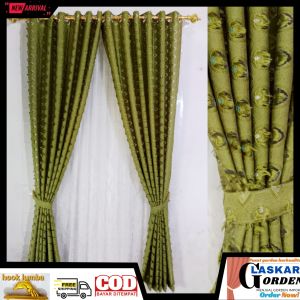 gorden pintu rumah promo obral Vitrase Terbaru 2025 motif bulu merak model smokring