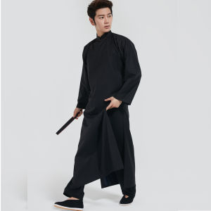 Original Mens Long Sleeve Tang Suit Woolen Coat New Chinese Style Shoulder-connected Robe Evening Party Fashion Ceremony