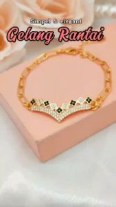 Nice Jewelry gelang dewasa rantai bunga hitam perhiasan lapis emas GL 008