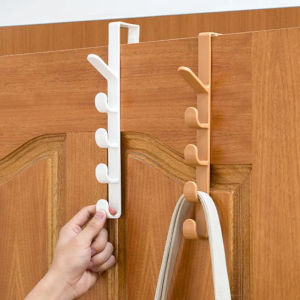 YESPERY Over The Door Plastic Rails Hooks Shelf Bedroom Door Hanger Clothes Hanging Rack Home Storage Organization For Bags Hat