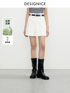 Designice High Waist Straight Leg Short Jeans Casual Womens White Denim Skort Commute Style Summer New Arrival