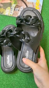 Sandal Selop Wanita Ban Dua Model Korea Rantai Karet Wedges Kekinian Import Terbaru Merek Meilisa