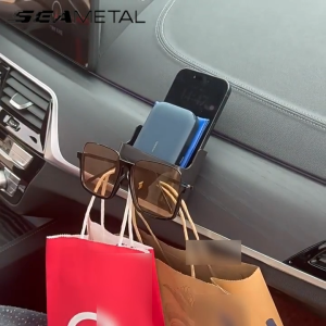 SEAMETAL Car Dashboard Storage Box Dual Hook Phone Holder Organizer for Keys Bags Auto Accessories