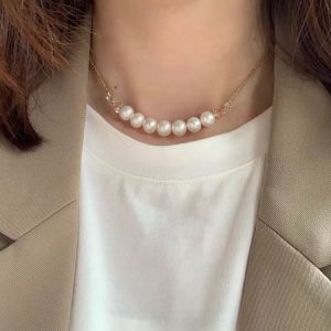 Adjustable Fashionable Womens Thyroid Surgery Scarf Necklace Covering Design Pearl Shell Pendant Choker Trendy Jewelry