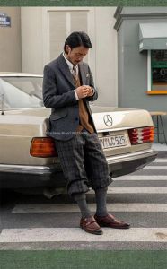 Áo Blazer Nam Màu Xám Đậm Chất Liệu Tweed Kẻ Xương Cá Đơn Hàng Khuy Hai Cúc Kiểu Dáng Công Sở/dự Tiệc Chất Liệu Cotton Pha Polyester Kiểu Dáng Thường Ngày.