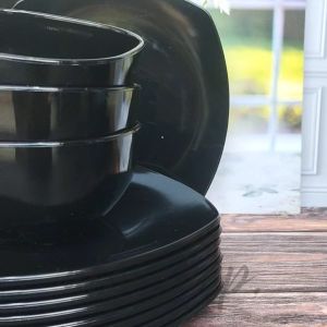 6PCS PIRING CANTIK SEAT MANGKUK ISI 3PIRING CAMPUR 3MANGKUK MELAMIN TEBAL